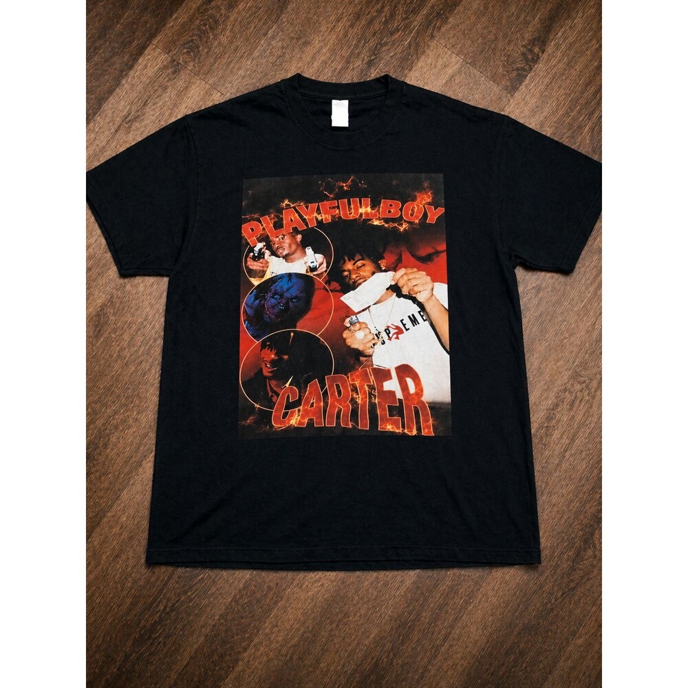 PLAYBOI CARTI BOOTLEG TEE L BLACK GRAPHIC PLAYFULBOY CARTER